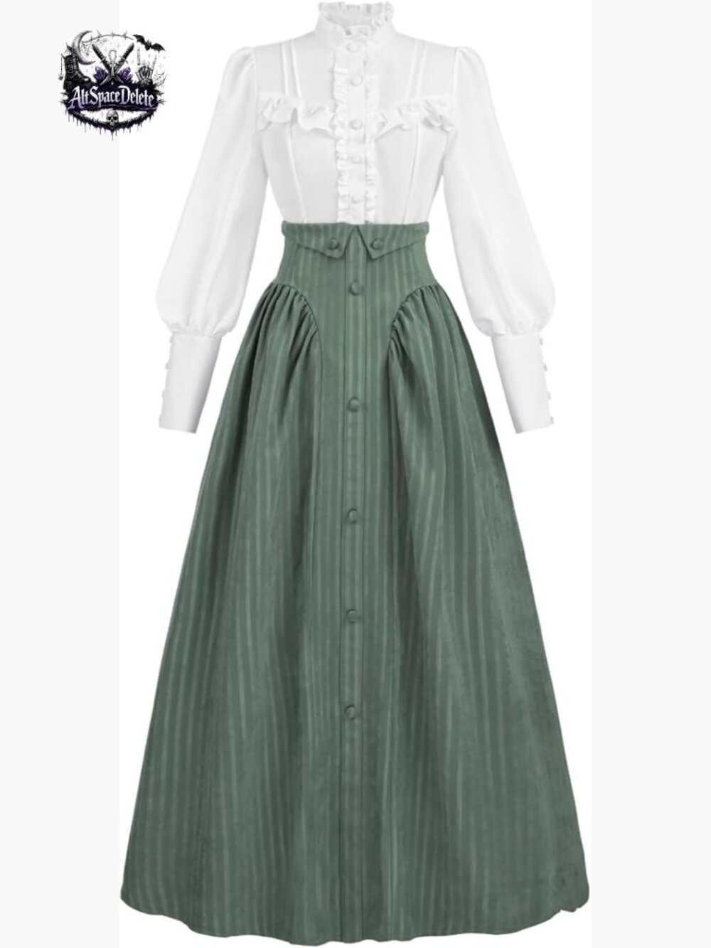 Victorian Edwardian Renaissance Costume Blouse Skirt Set Size Large